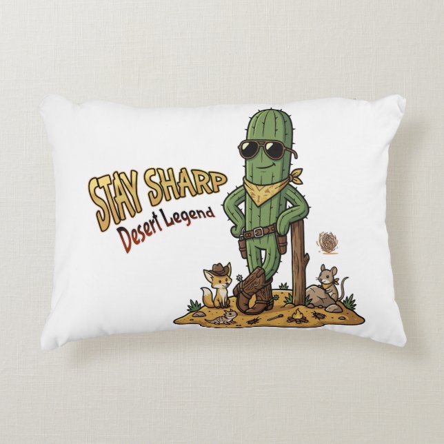 Stay Sharp Desert Legend Cowboy Cactus Illustratio Accent Kussen (Voorkant)