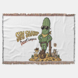 Stay Sharp Desert Legend Cowboy Cactus Illustratio Deken