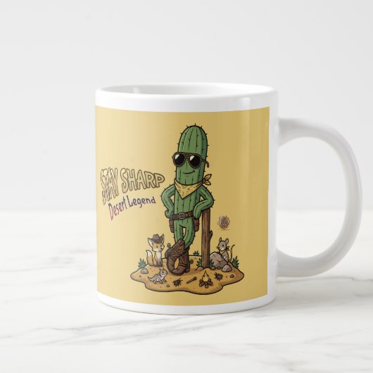 Stay Sharp Desert Legend Cowboy Cactus Illustratio Grote Koffiekop (Rechts)