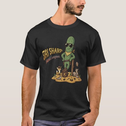 Stay Sharp Desert Legend Cowboy Cactus Illustratio T-shirt (Voorkant)
