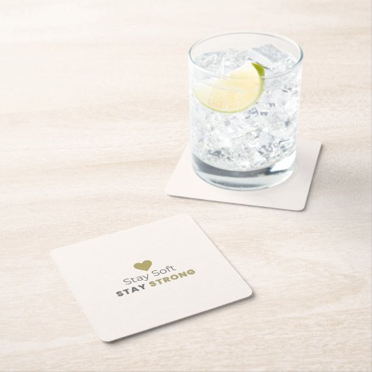 Stay Soft Stay Strong Minimal Motivational Coaster Kartonnen Onderzetters (Insitu)