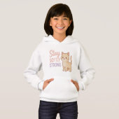 Stay Softly Strong Pastel Cat Hoodies for Girls (Voorkant volledig)