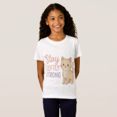 Stay Softly Strong Pastel Cat T-Shirt for Girls (Voorkant volledig)