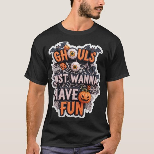 Stay Spooky 3D Halloween graphic with bats ghosts  T-shirt (Voorkant)