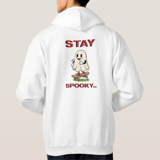Stay Spooky Cute Retro Ghost Skateboard Hoodie (Achterkant)