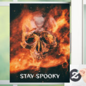 Stay Spooky. Flaming skull in space Raamsticker (Huis)