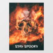 Stay Spooky. Flaming skull in space Raamsticker (Vel)