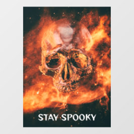 Stay Spooky. Flaming skull in space Raamsticker