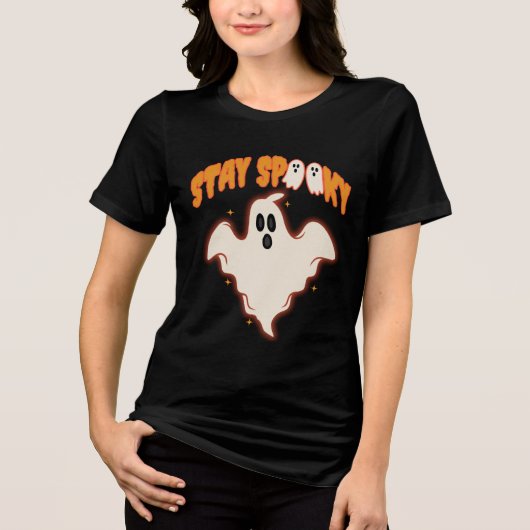 Stay Spooky Ghost Halloween Cute Retro Boo  Tri-Blend Shirt (Voorkant)