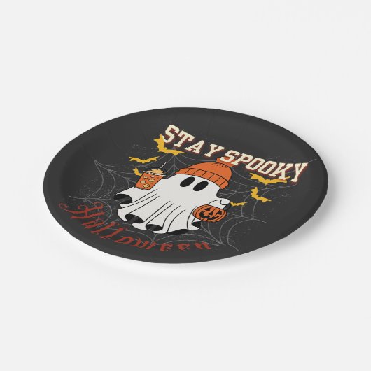 Stay Spooky Ghost Halloween  Papieren Bordje (Gekanteld)