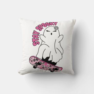 Stay Spooky Ghost On A Skateboard beroemd gemaakt Kussen
