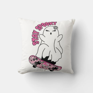 Stay Spooky Ghost On A Skateboard beroemd gemaakt  Kussen