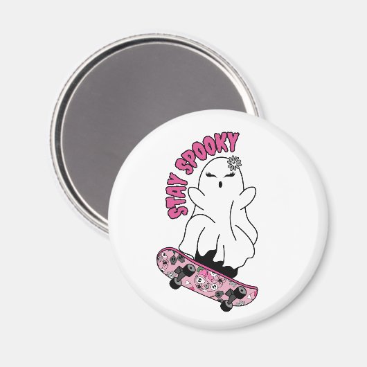 Stay Spooky Ghost On A Skateboard beroemd gemaakt  Magneet (Voorkant / Achterkant)