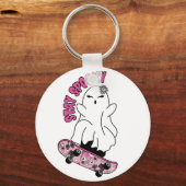 Stay Spooky Ghost On A Skateboard beroemd gemaakt Sleutelhanger (Voorkant)