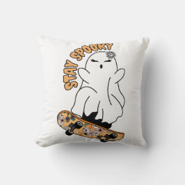 "Stay Spooky" Ghost op een Skateboard - Cool Sinaa Kussen