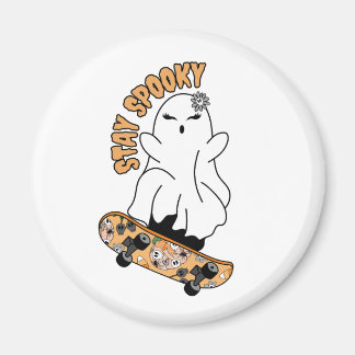 "Stay Spooky" Ghost op een Skateboard - Cool Sinaa Magneet