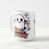 Stay Spooky Groovy Ghost Retro Pastel Halloween Koffiemok (Voorkant links)