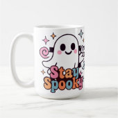 Stay Spooky Groovy Ghost Retro Pastel Halloween Koffiemok (Links)