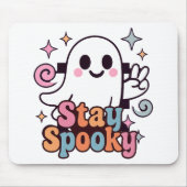 Stay Spooky Groovy Ghost Retro Pastel Halloween Muismat (Voorkant)