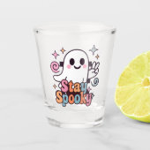 Stay Spooky Groovy Ghost Retro Pastel Halloween Shot Glas (Voorkant)