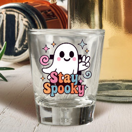 Stay Spooky Groovy Ghost Retro Pastel Halloween Shot Glas