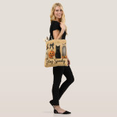 "Stay Spooky" Halloween Brush Stroke Cat Vrouwen Tote Bag (Op model)