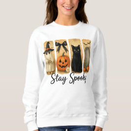 "Stay Spooky" Halloween Brush Stroke Cat Vrouwen Trui
