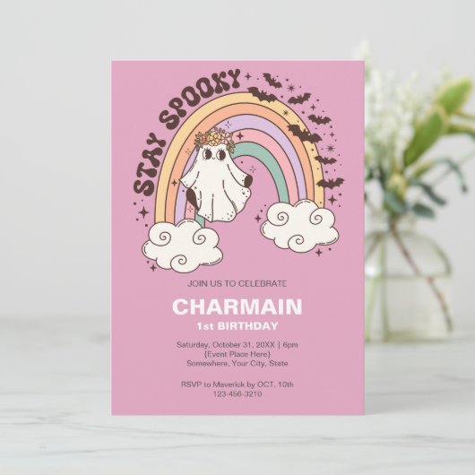 Stay Spooky Halloween eerste verjaardag Kaart (Staand voorkant)