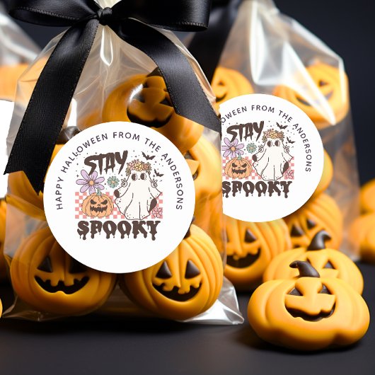 Stay Spooky Halloween Groovy Treat Bag Sticker