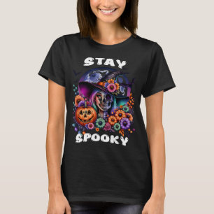 Stay Spooky Halloween Witch en Skeleton T-Shirt