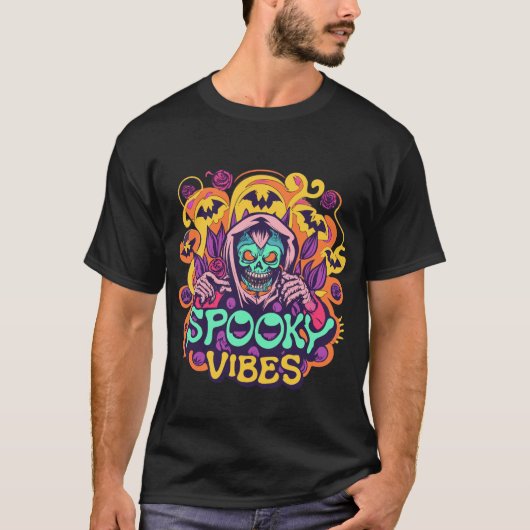 Stay Spooky Vibes - Groovy Ghost T-shirt (Voorkant)