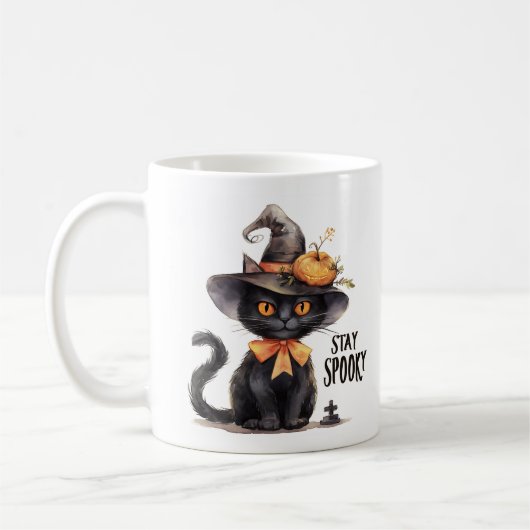 Stay Spooky - Witch Pet Cat Koffiemok (Links)