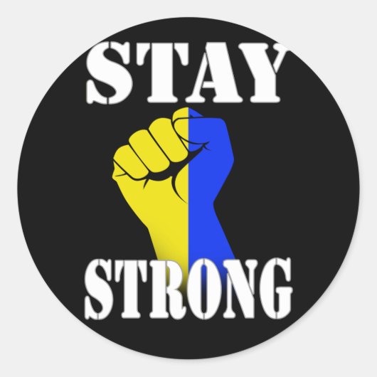 Stay Strong - Ukraine Ronde Sticker (Voorkant)