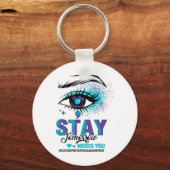 Stay Suicide Prevention Awareness Teal Purple Eye Sleutelhanger (Voorkant)