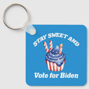 Stay Sweet Stem voor Biden Schattigee Cupcake Verk Sleutelhanger