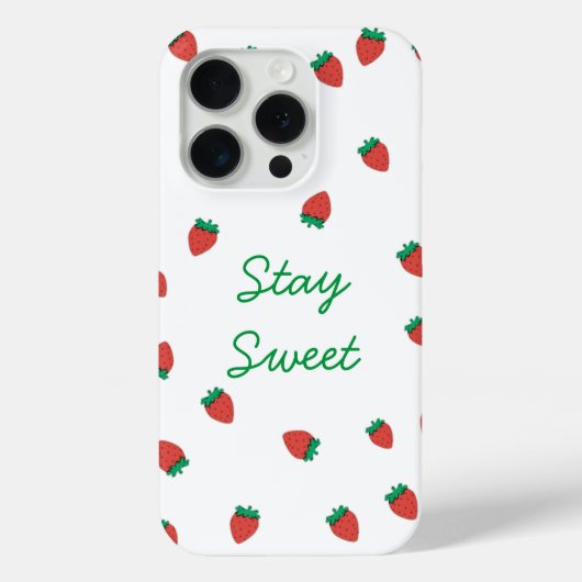"Stay Sweet: Strawberry Delight iPhone 15 Pro Hoes (Achterkant)