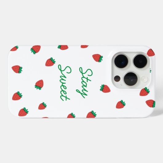 "Stay Sweet: Strawberry Delight iPhone 15 Pro Hoes (Achterkant (horizontaal))