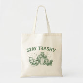 "Stay Trashy" Grappige wasbeer Tote Bag (Voorkant)