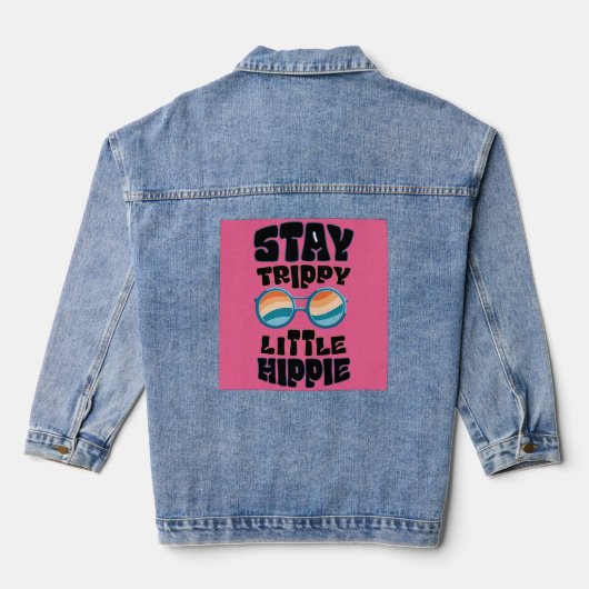 Stay Trippy Little Hippie – Retro Psychedelic Desi Denim Jacket (Achterkant)
