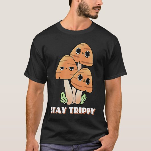 Stay Trippy Mushrooms Face Happy Trip Psychedelic  T-shirt (Voorkant)