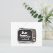 Stay tuned voor mijn afstuderen aankondigingskaart (Staand voorkant)