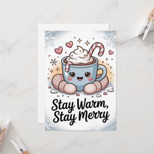 Stay warm stay merry christmas  kaart (Voorkant / Achterkant in situ)