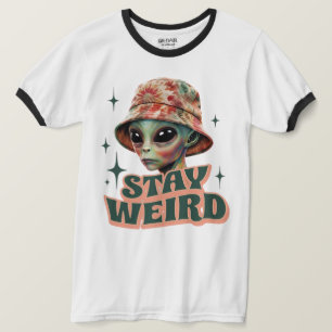Stay Weird Alien Stropdas-Dye Ringer T-Shirt