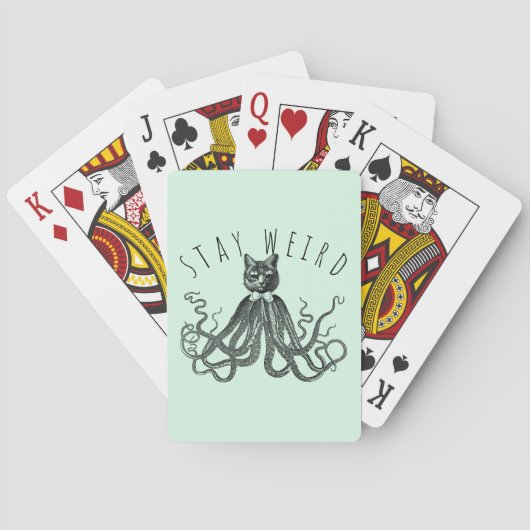 Stay Weird Catopus Cat and Octopus Mashup Pokerkaarten (Achterkant)