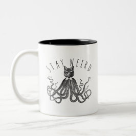 Stay Weird Catopus Cat and Octopus Mashup Tweekleurige Koffiemok