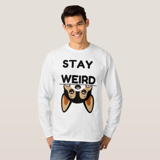 Stay Weird Funny Boston Terrier Cartoon Dog  T-shirt (Voorkant volledig)