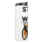 Stay Weird Funny Boston Terrier Cartoon Dog Thermosbeker (Gedraaid links)