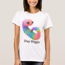 Stay Wiggly – Rainbow Worm Schattige T-shirt voor 