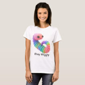 Stay Wiggly – Rainbow Worm Schattige T-shirt voor (Voorkant volledig)