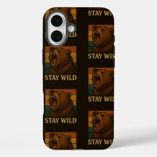 Stay Wild  Animal Graphic voor Natuur Lover iPhone 16 Plus Hoesje